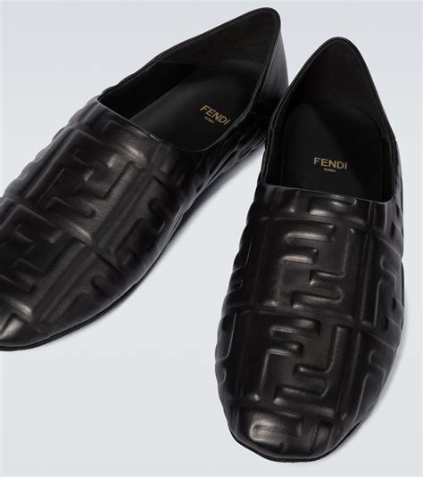 fendi ff-embossed leather slippers|Fendi Ff Embossed Leather Slippers in Black for Men .